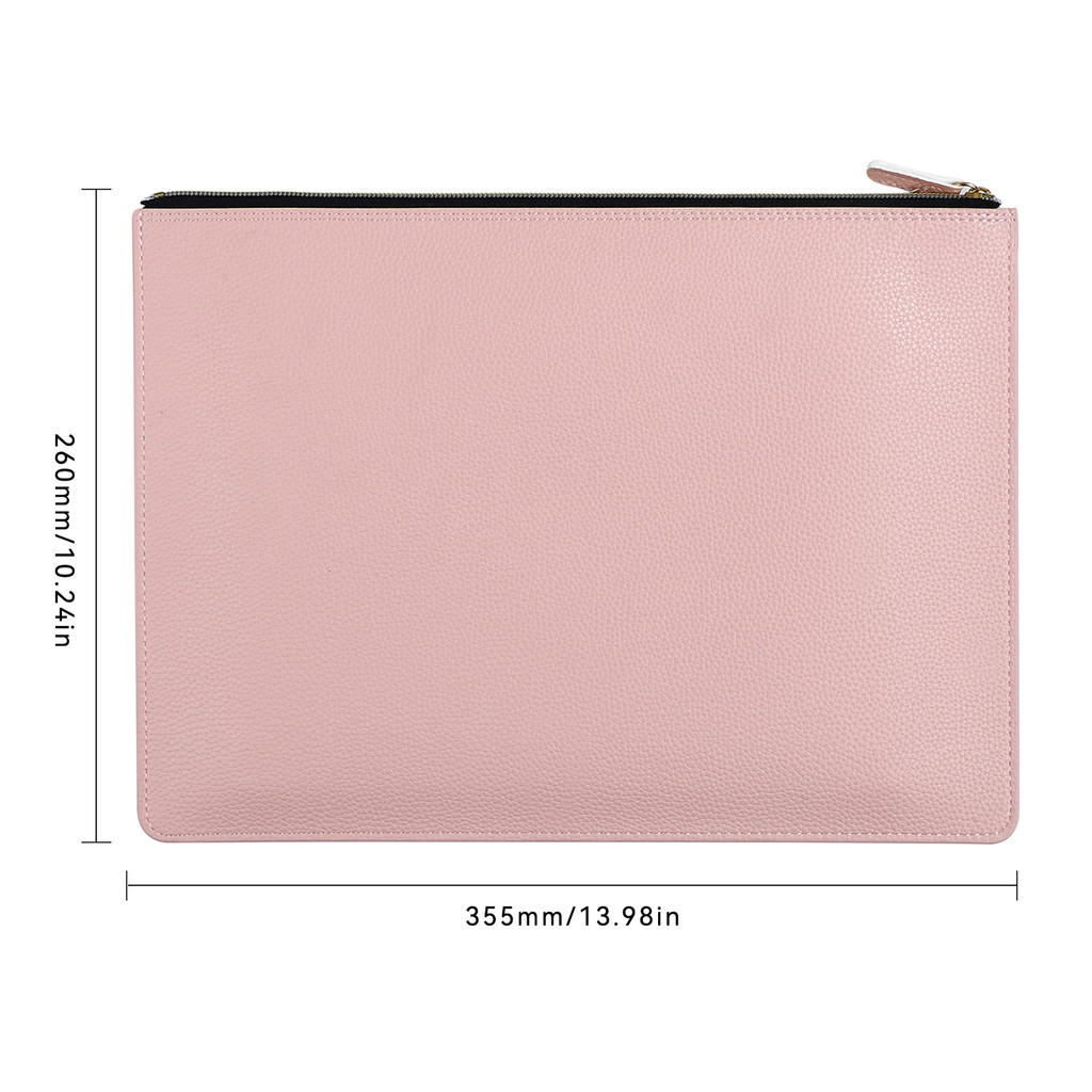 A4 File Folder Zipper Document Bag Thick Litchi Pattern,For Contract/Invoice Storage Office Pouch