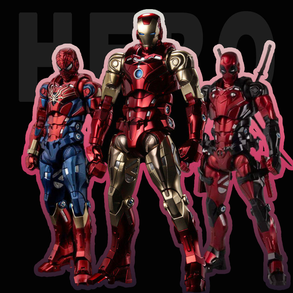 Iron Man Spider Man Deadpool Assembly Action Figure Model Kit Collectible Desktop Model Toy For Boys