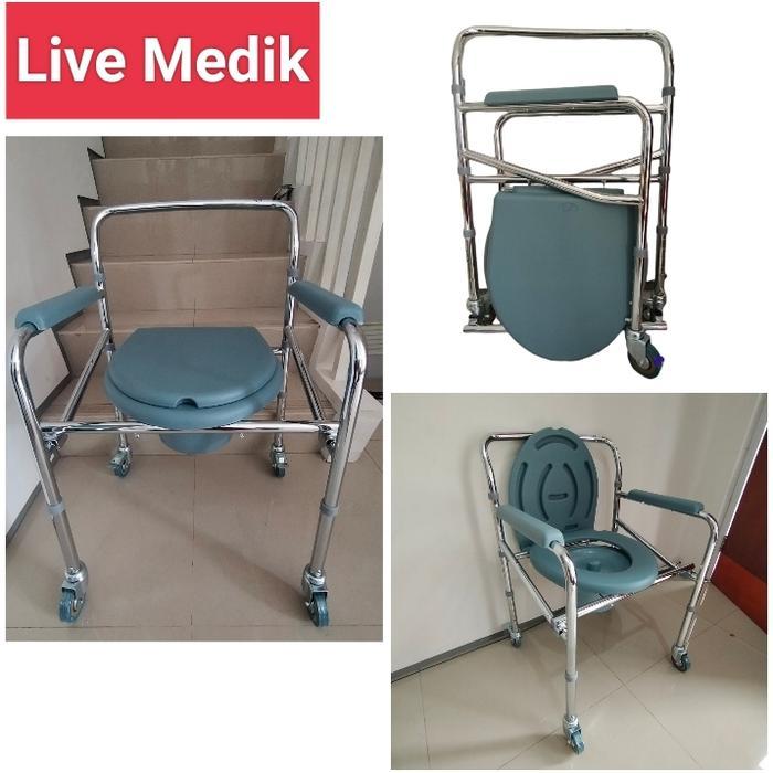 Commode Chair Roda Sella Kursi Roda BAB kursi toilet & mandi