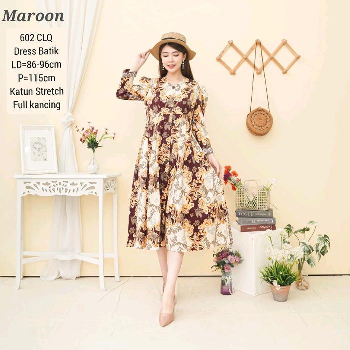 Dress Batik Ajeng Modern Terusan Kerja Kantor Wanita Gamis Busui Murah Baju Kondangan Katun Melar