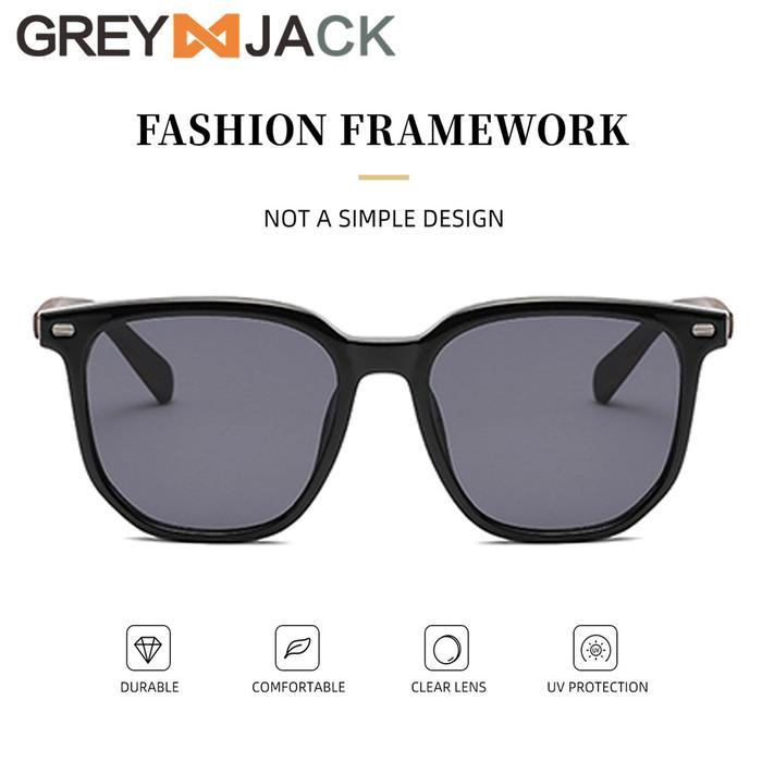 GREY JACK KACAMATA HITAM SUNGLASSES ANTI UV KOTAK TR90 UNISEX 329(X)