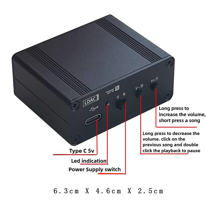 QCC3095 BLUETOOTH 5.4 RECEIVES OPTICAL COAXIAL OUTPUT SUPPORTS VOLUME ADJUSTMENT USB 5V