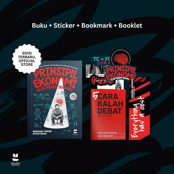 buku prinsipil ekonomi ferry irwandi + sticker, bookmark, booklet