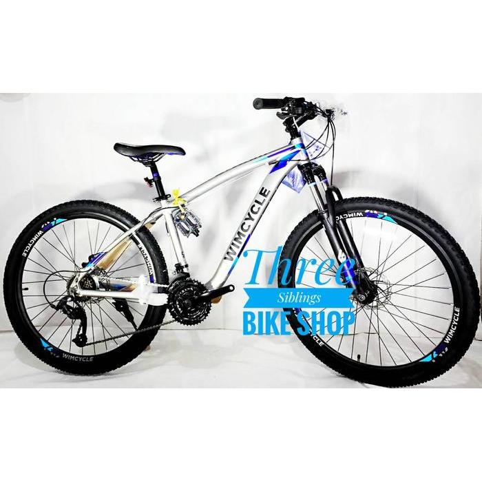 SEPEDA GUNUNG WIMCYCLE STORM 27.5 INCH SILVER BLUE ALLOY