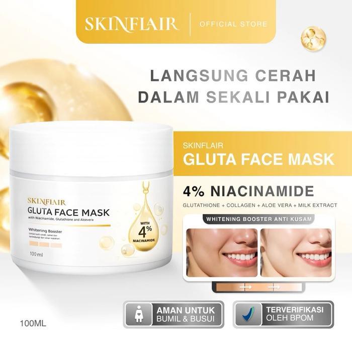 Ready Skinflair White Glow Perfect Mask Powder (Free Spatula) Masker Whitening Glowing By Skinflair