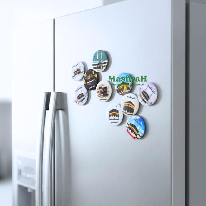 (1 Kodi) Magnet Kabah Bulat Premium Magnet Kulkas Premium Tempelan Kulkas Makkah Madinah Magnet