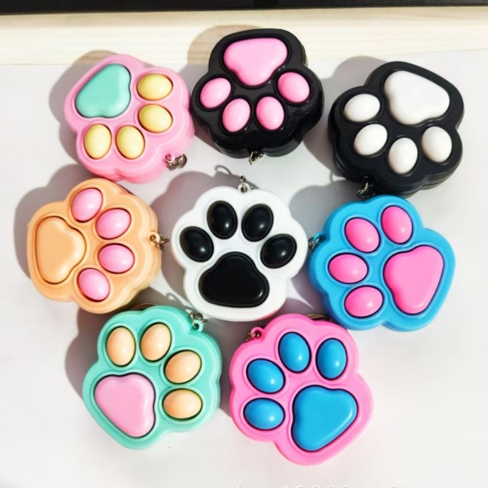 Creative Fingertip Cat Claw Button Pendant Cartoon Key Ring Cat Paw Keychain Kawaii Jewelry Cat Paw