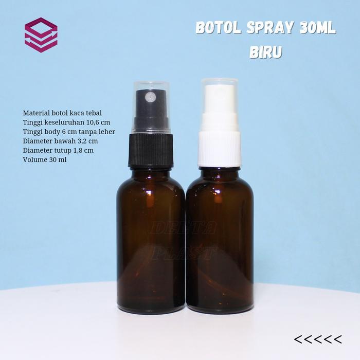 New Botol spray 30ml kaca coklat amber / Botol kaca 30ml tutup spray Rumah