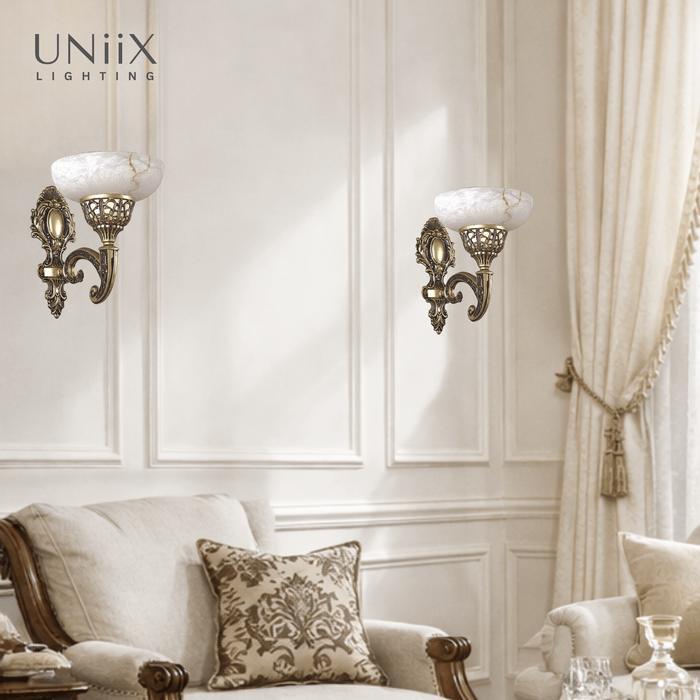 UNiiX - LD8084 Lampu Dinding Klasik Untuk Ruang Tamu Lampu Dinding Klasik Motif Ukiran Lampu Dinding