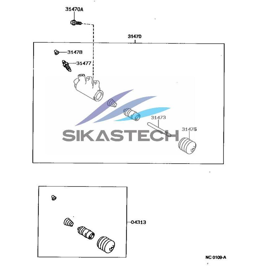 FREE ONGKIR 31470-32032 CLUTCH RELEASE CYLINDER MASTER KOPLING BAWAH TOYOTA 5S-FE 2200 CAMRY GLX 2.2