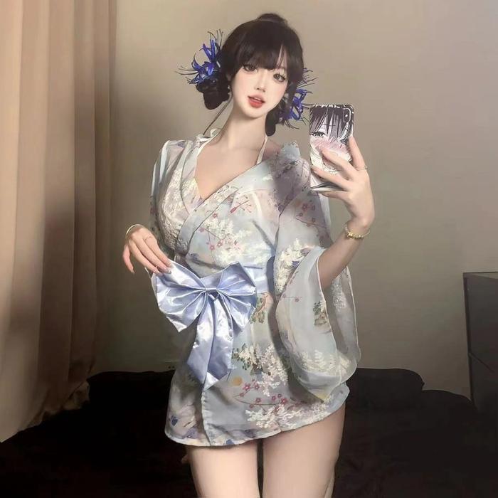 Diskon Sexy Lingerie Baju Tidur Wanita QX-6638 Cosplay Kostum Kimono Jepang Pita Sakura Manis Hot