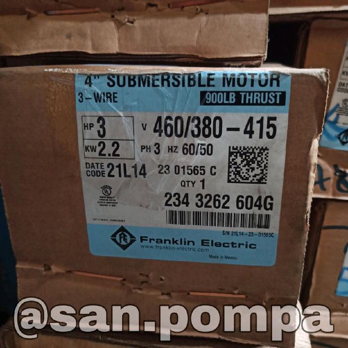 Dinamo Motor Franklin FE 2.2 kw 3 Hp 3 Phase Submersible Pump ( motor only )
