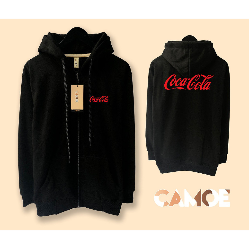 Jaket Hoodie Zipper Coca Cola logo