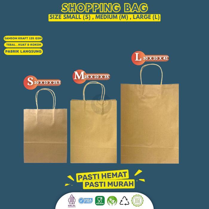 Paper Bag Tas Coklat Size Medium / Tas Belanja Shopping Souvenir / Paper Bag M / Paperbag 25x10x35 /
