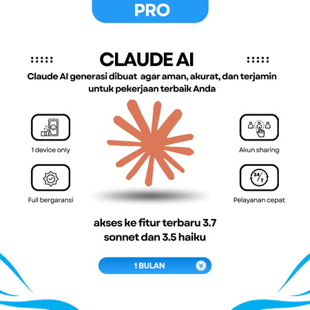 Claude AI Pro Sonnet 3.7 Haiku 3.5 1 Bulan | Resmi Bergaransi