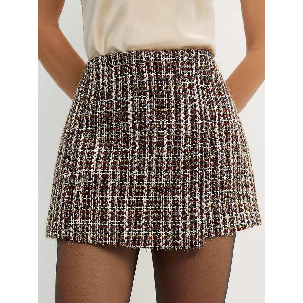 Pomelo. Tweed Skirt - Red