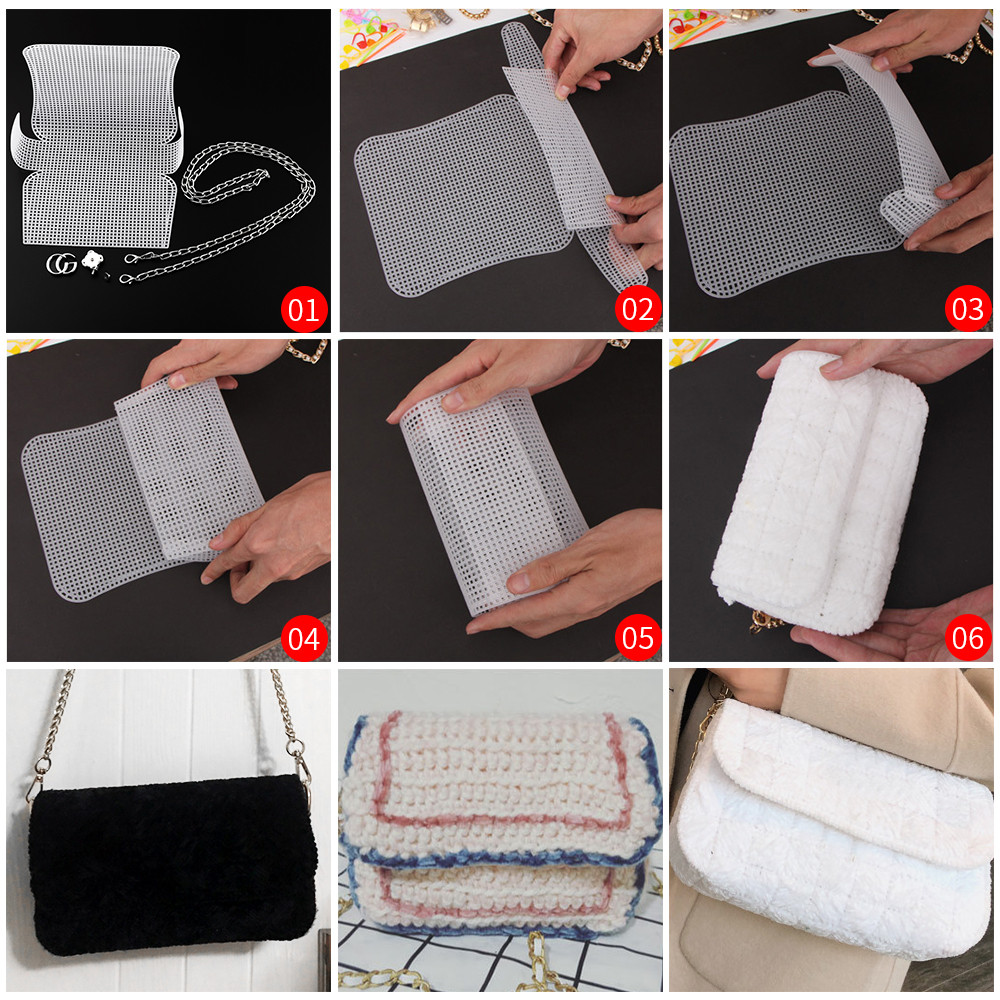 Premium Plastic Mesh Canvas Sheet DIY Knitting Weaving Bag Grid for Knit Crochet Handbag Material