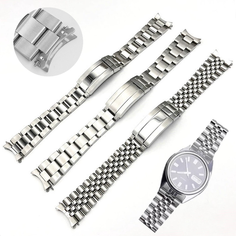 For Seiko Watchband No. 5 Diving Sxns80 Snxs79 Snxs79k Snxs77 Snxs73 Series Folding Buckle Curved