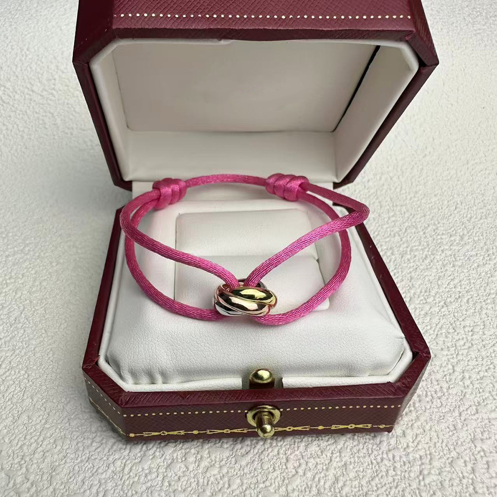 Trinity Bracelet S925 sterling silver Circle Women's Bracelet Different Colors of Rope Classic