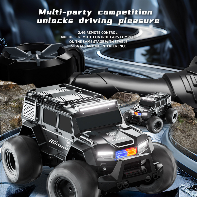 RC Car Amphibious Stunt Vehicle Police Car TCS33 Waterproof Remote Control Car Climbing Vehicle 4WD