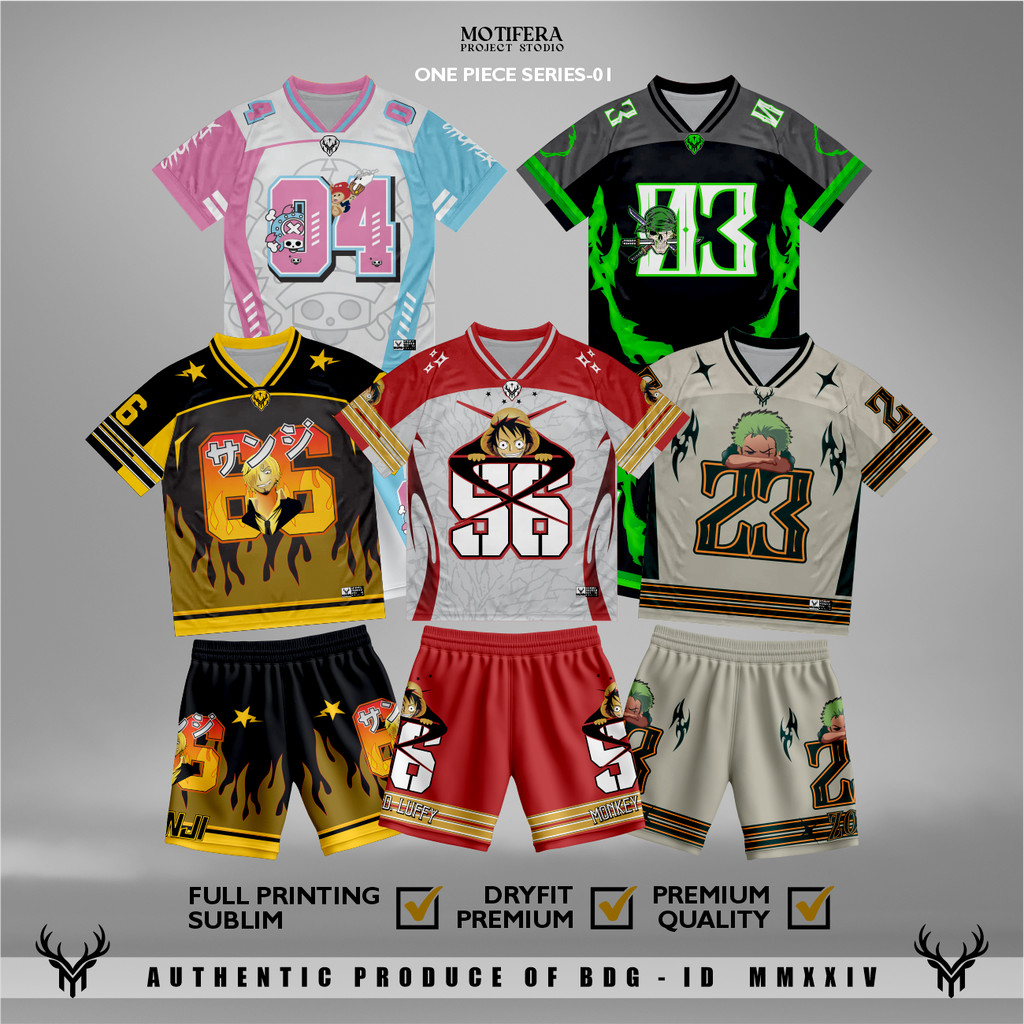 Setelan Baju Celana Jersey Luffy Sanji Zorro Chopper One Piece Series 1 Anime Untuk Anak Hingga Dewa