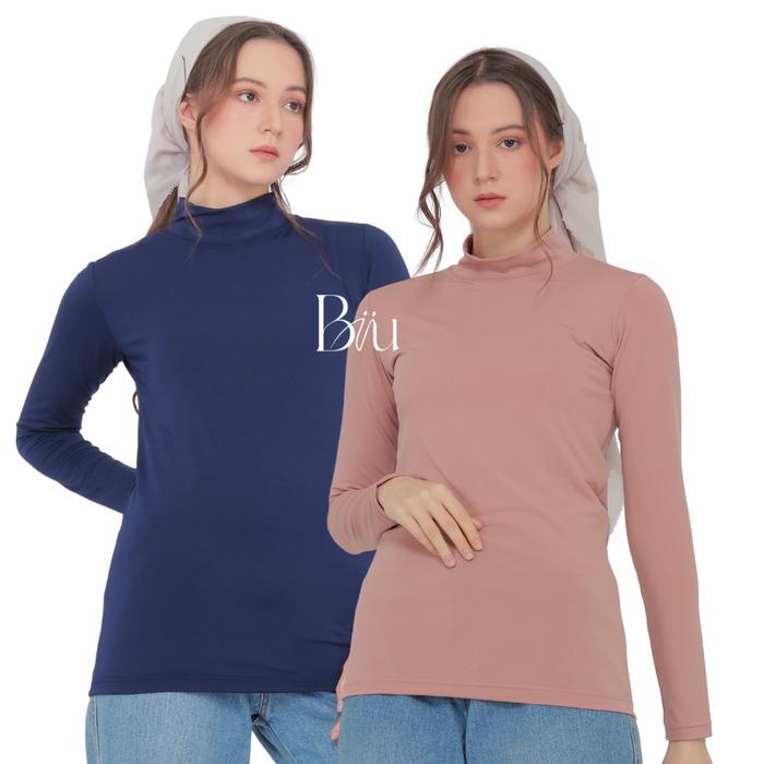 Biiu Kaos Manset Turtleneck Lengan Panjang Jersey Polos Premium
