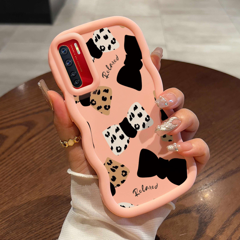 Casing HP Untuk OPPO A91 F15 Reno 3 Case Leopard print bow Kasing silikon Cesing Softcase anak cowo 