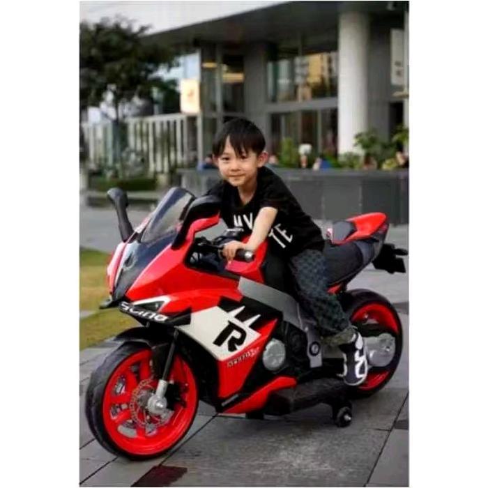 Mainan Motor Aki Balap MotoGP Anak Laki Cowok Gas Tangan Musik LED Terbaru Keren Murah
