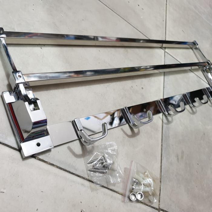Rak handuk lipat stainless 2 baris BOLZANO HARGA AGEN
