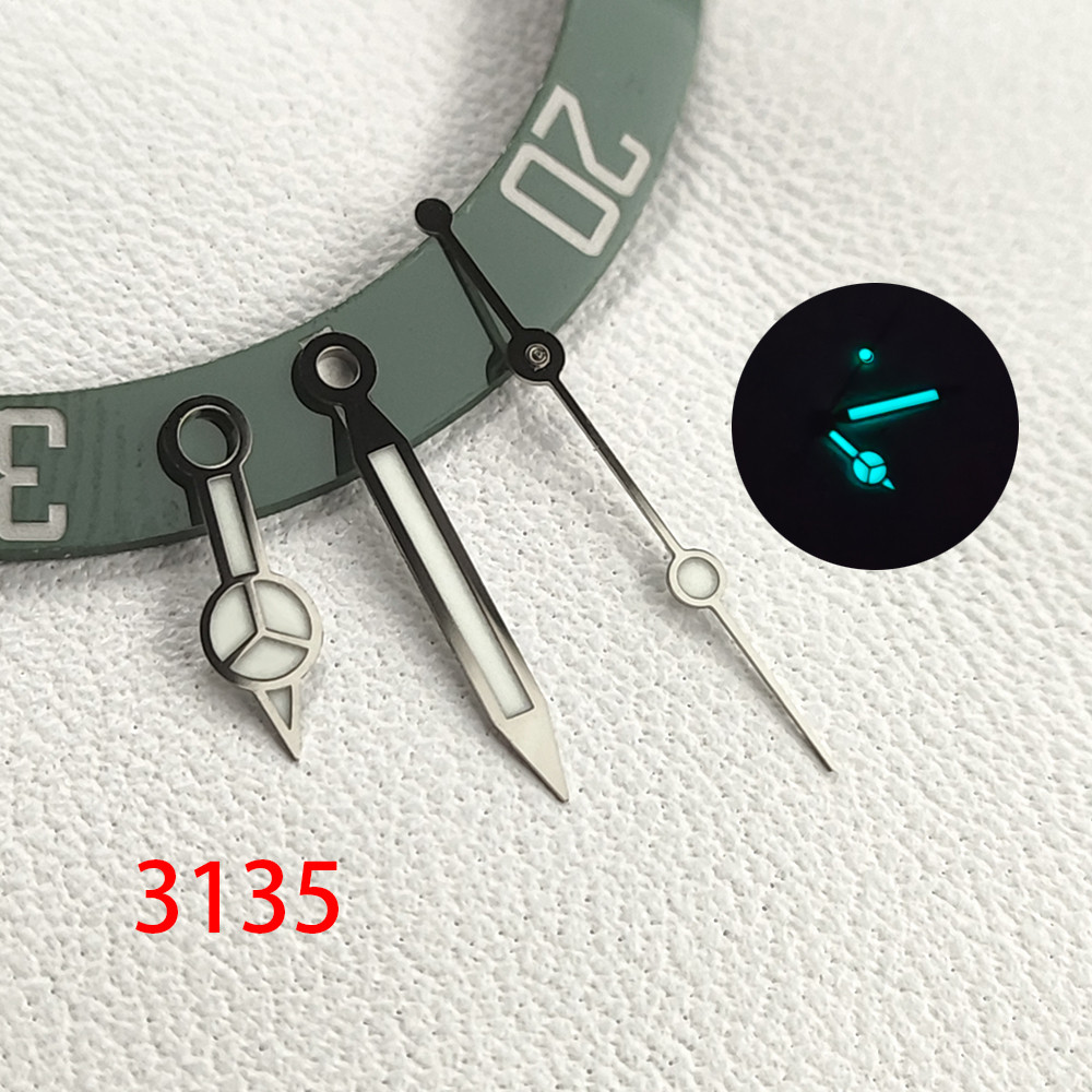 Suitable for Rolex Submariner watch hands, model 3135, with blue-green luminous color Watch hands