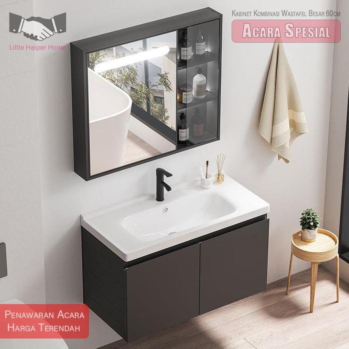 wastafel cuci tangan estetik60cmwashtafel kamar mandi set wastafel dinding wastafel set lemari