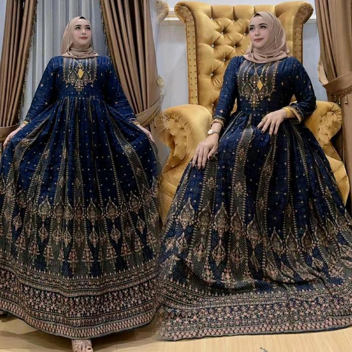 Rekomendasi baju wanita pakaian gamis Hindi Dolika rayon pre miyum tali pinggang bawah mayung