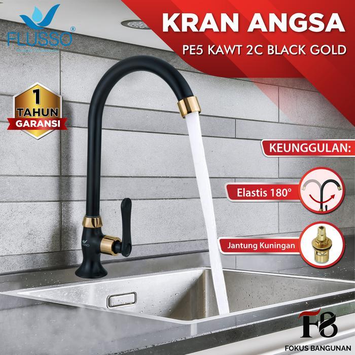 FLUSSO Kran Wastafel Black Gold Kran Cuci Piring drat 1/2 Keran Cuci Tangan Keran Wastafel 821