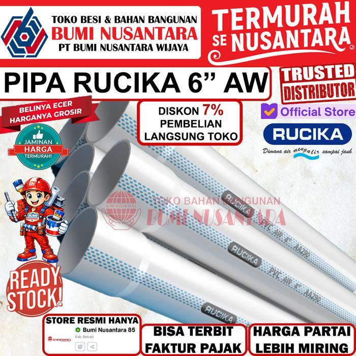 Pipa Rucika 6 Inch AW Putih 4 Meter Wavin Pralon Air Garis Biru 6"