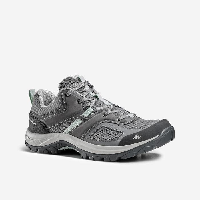 Decathlon QUECHUA Sepatu Gunung Wanita MH100 - Abu-abu/Hijau Sepatu Hiking Wanita MH100 - 8612193