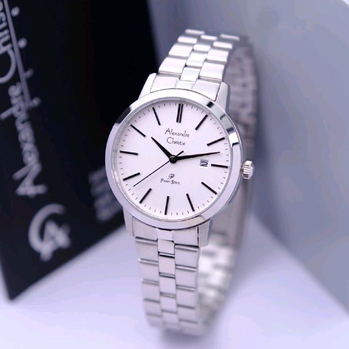 jam tangan wanita alexandre christie ac1007 / ac 1007 original - analog-rantai-primo - silver