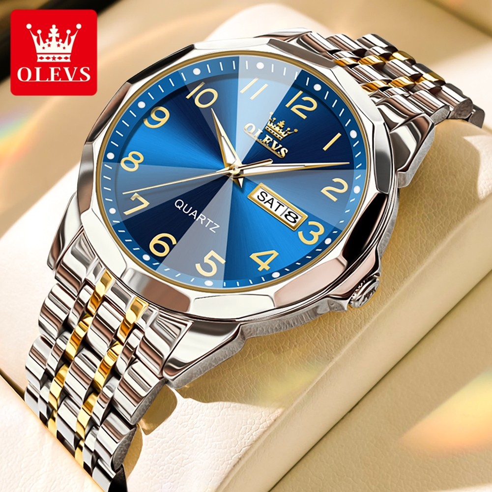 OLEVS brand watch Roman numerals double calendar quartz watch waterproof men's watch men's watch