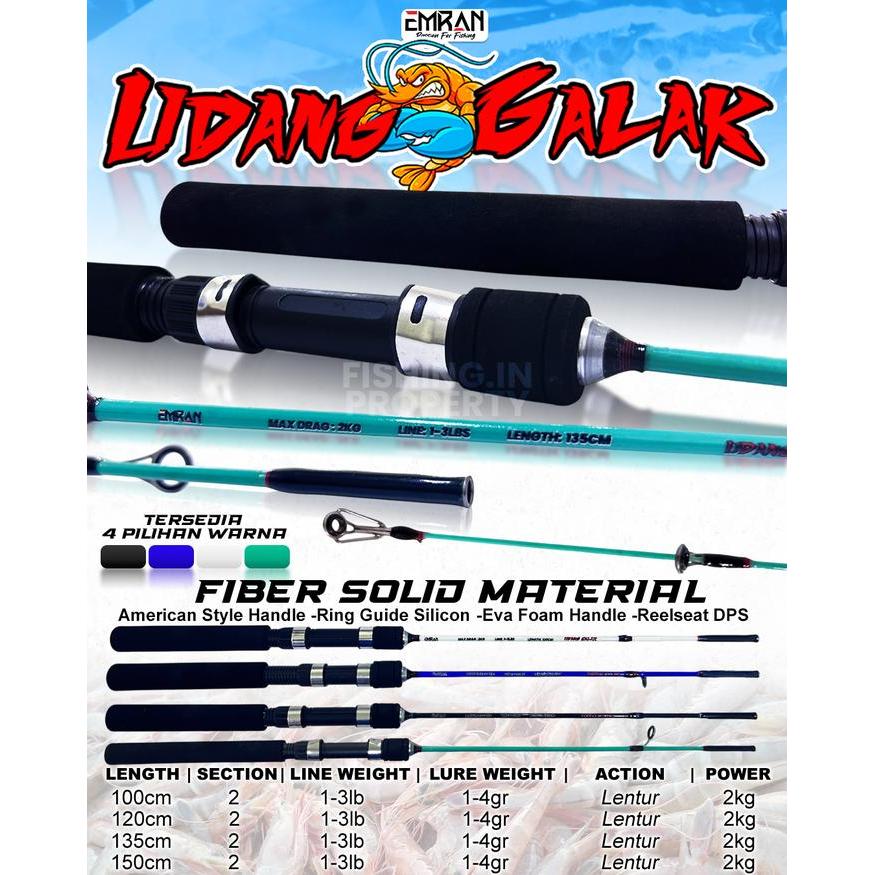 Joran Pancing Udang Galak Fiber Solid Warna Cod