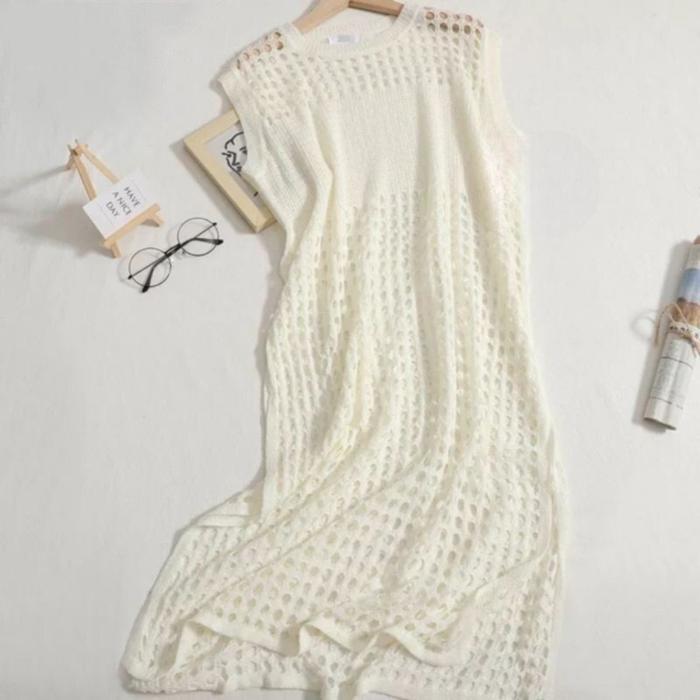 Nhv Tunik Jaring Oversize Murah Rajut Style Korea 2023 Knitwear Wanita Panjang Outer Kardigan Tbk