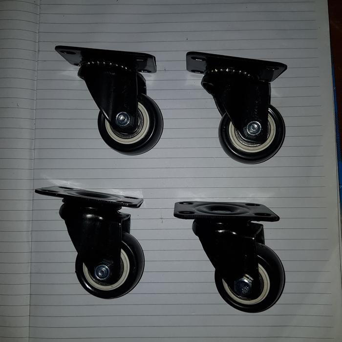 roda troli 1,5 inch pu black putar