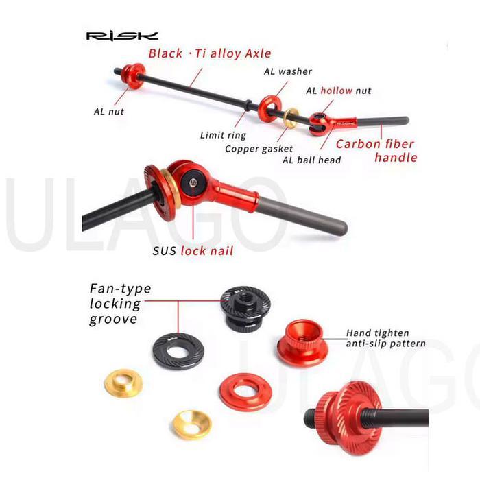 Risk Qr Titanium Ra119 Quick Release Sepeda Roadbike Qr Sepeda Mtb Carbon Fiber Skewer Lever Hub