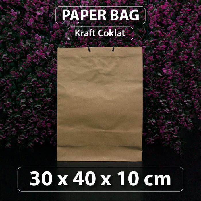 Paper Bag Coklat Polos Besar XL - 30 x 40 x 10
