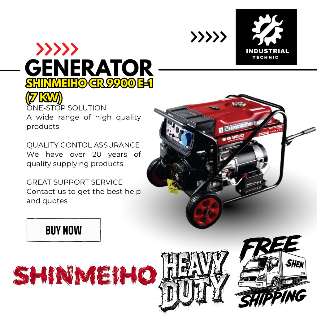 SHINMEIHO CR 9900 E-1 (7 KW) / GENSET BENSIN 7000 WATT / GASOLINE GENERATOR CR 9900 E-1
