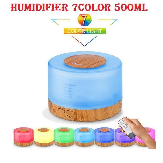 TERLARIS Aromatherapy Air Humidifier Diffuser Motif Kayu 500ml 7 Color + Remote