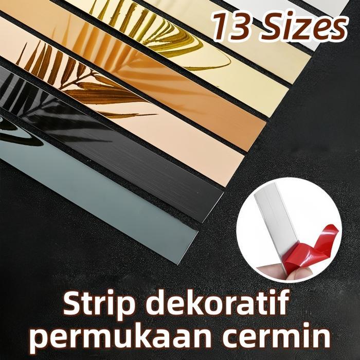 TERLARIS List Plat Strip Mirror Wall Sticker Panjang Sticker List Plat Strip Mirror Sticker