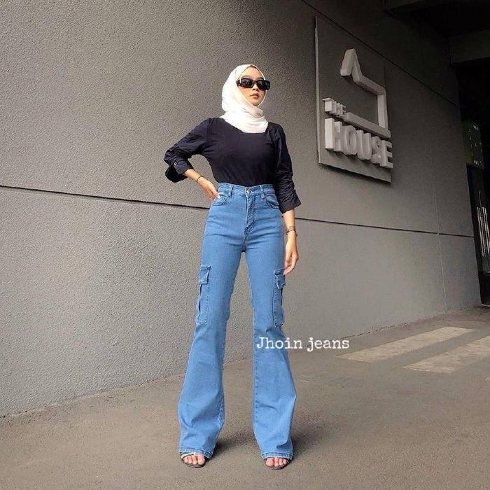 Celana Cutbray Jeans Cargo Wanita-Cutbray Jeans Wanita Kekinian-Celana Jeans Wanita Cewek Denim