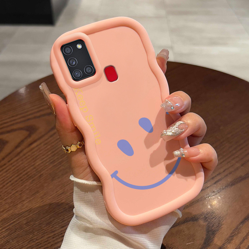 Casing Untuk Samsung A21s Case Casing Graffiti Emoji Tas pola HP Cesing lunak Silikon Softcase Macar