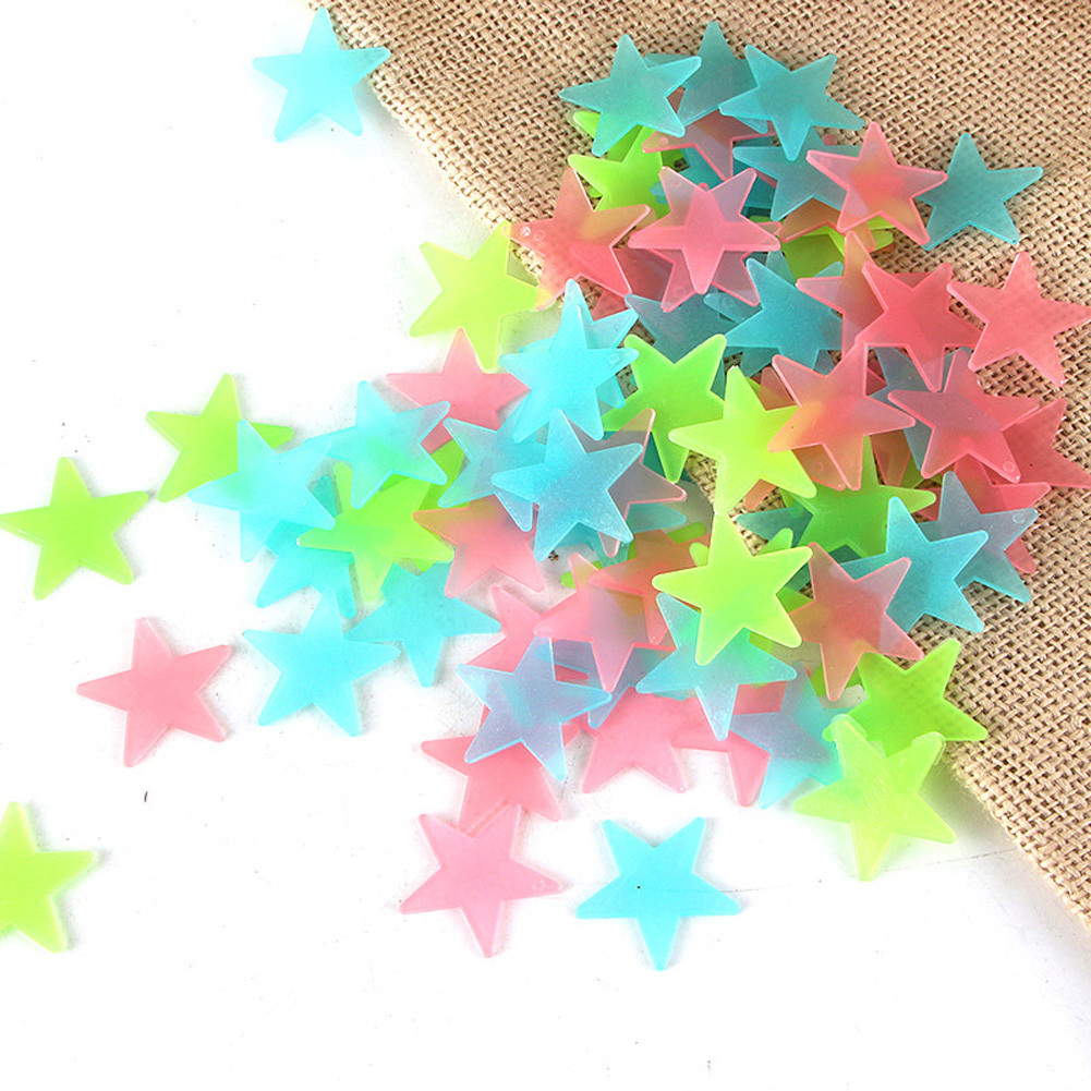 100Pcs/Set Stars Luminous Wall Stickers Glow In The Dark For Kids Baby Room Decoration Decals