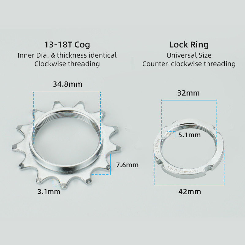 Bicycle Fixed Gear 13T 14T 15T 16T 17T 18T Freewheel Cogs Hub Locking 1 Speed Fixie Bike Threaded