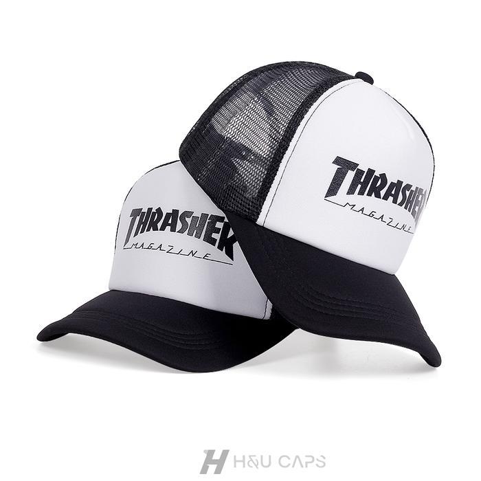 Topi Baseball Topi Trucker Pria Original Thrasher Topi Snapback Musim Panas Sederhana Yang Dapat
